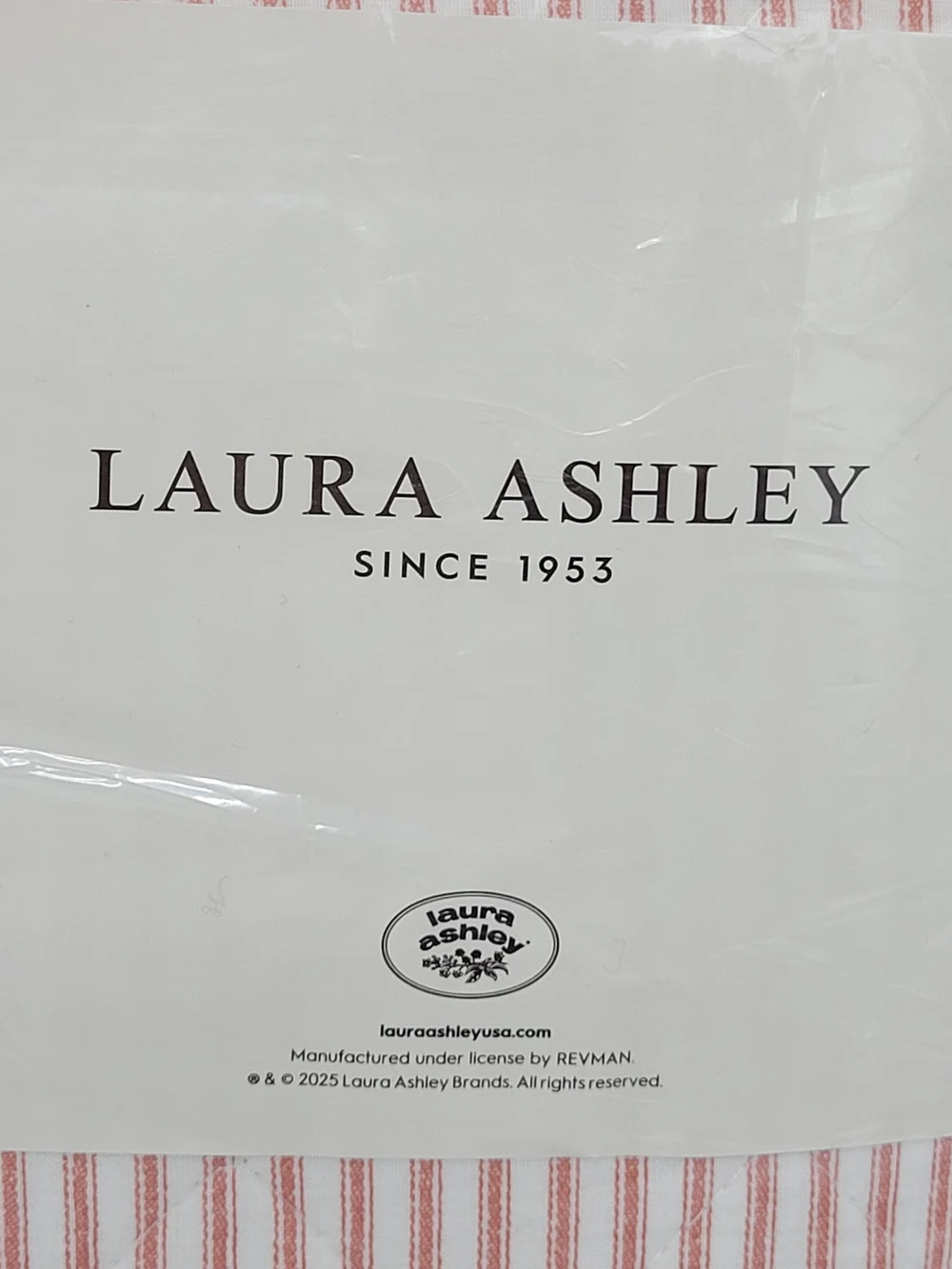Laura Ashley Quilt Shams Set Tessas Ticking Stripe Medium Mauve Full/Queen NEW